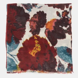 Pañuelo de viscosa con estampado floral burdeos