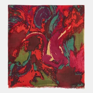 Pañuelo de viscosa con estampado abstracto rojo