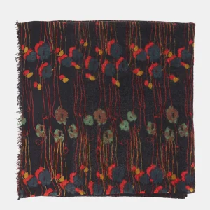 Pañuelo de lana con estampado floral negro