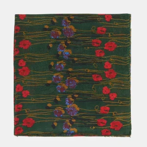 Pañuelo de lana con estampado floral verde