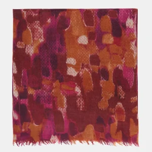 Pañuelo de lana con estampado abstracto burdeos