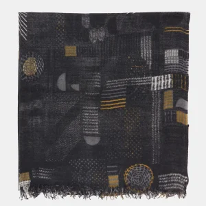 Pañuelo de lana con estampado geométrico negro
