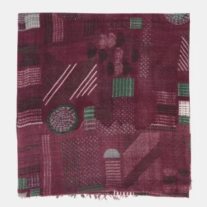 Pañuelo de lana con estampado geométrico burdeos