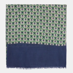 Pañuelo de viscosa con estampado grométrico azul