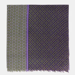 Pañuelo de lana con estampado geométrico verde