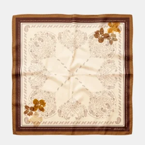 Bandana de seda con estampado paisley en ámbar