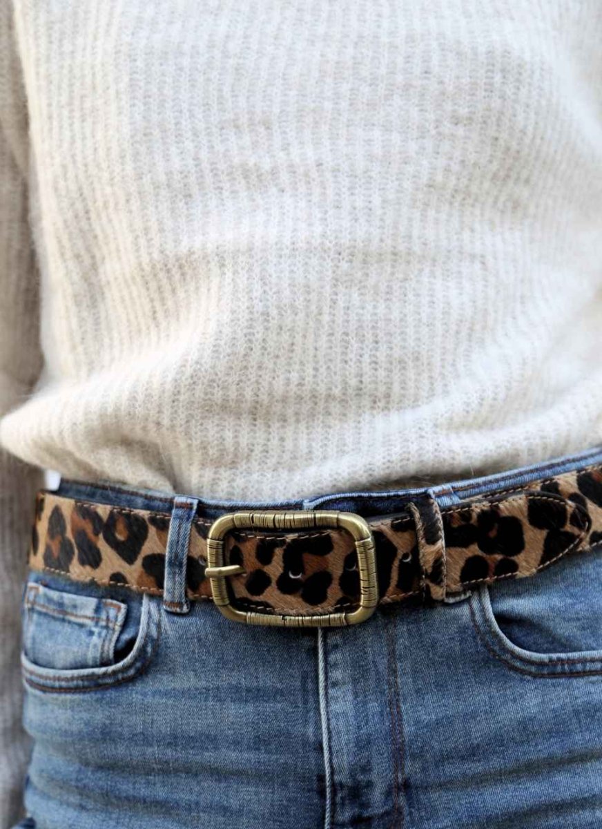 Cinturón Leopardo Pelo Hebilla Dorada - Imagen 5