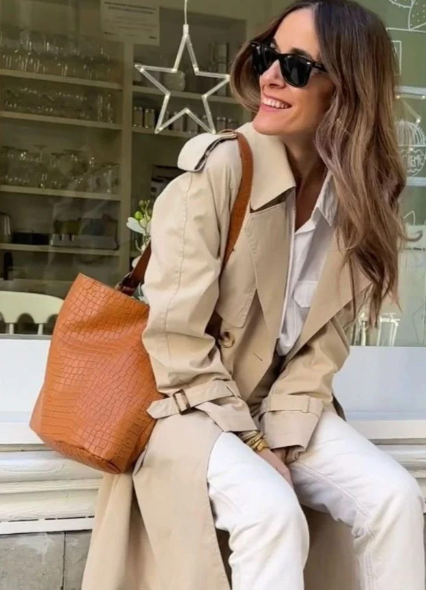 Bolso Cubo Piel Marrón Camel Bucket - Imagen 2