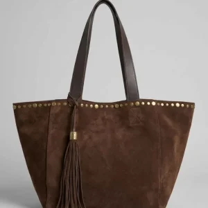Bolso Tote Ante Marrón Tachas