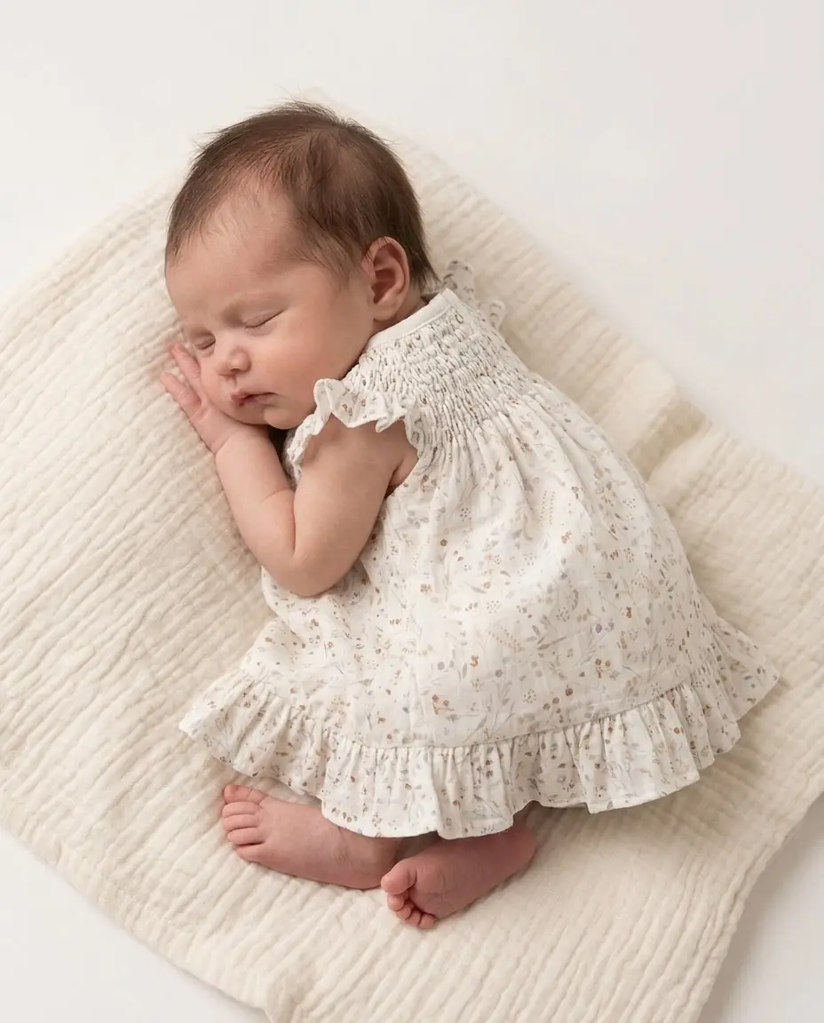 Conjunto Bebé Vestido Alas de Ángel y Bombacha Botánico Acuarela - Imagen 8