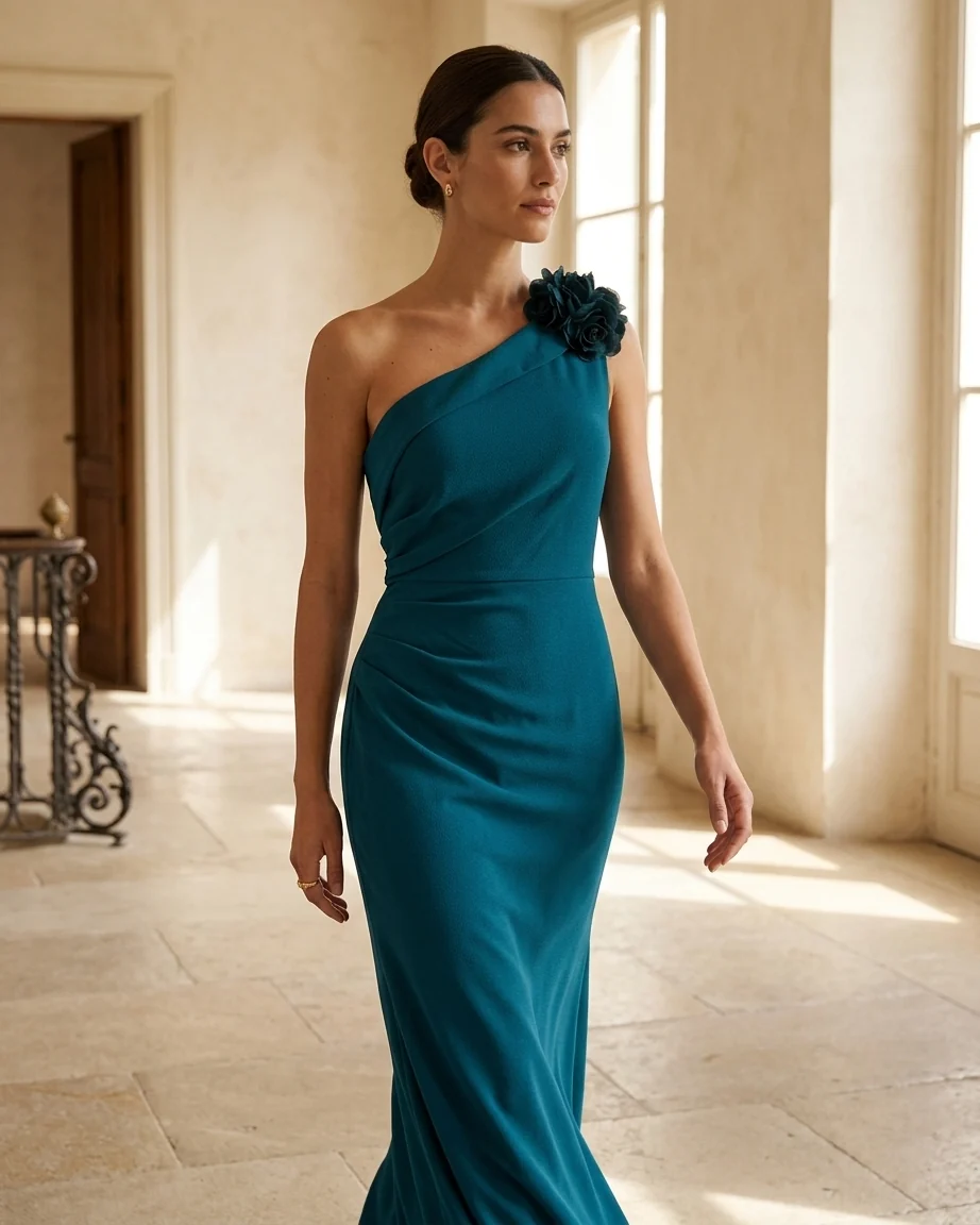 Vestido Rosaura Azul Petróleo - Imagen 5