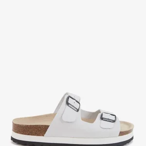 Sandalia con plataforma de piel en blanco