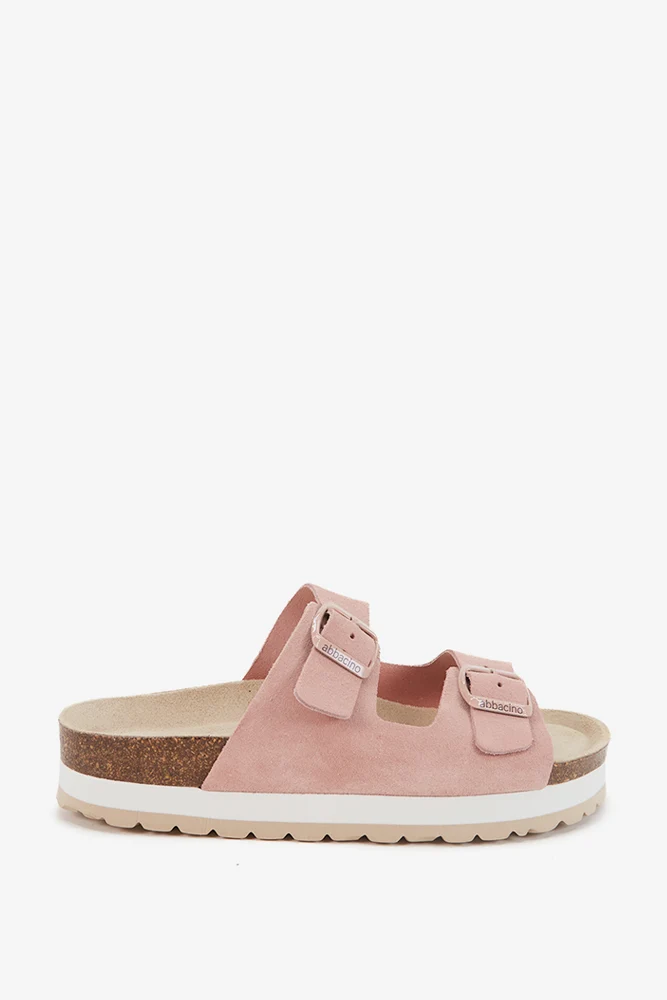 Sandalia con plataforma de serraje en beige