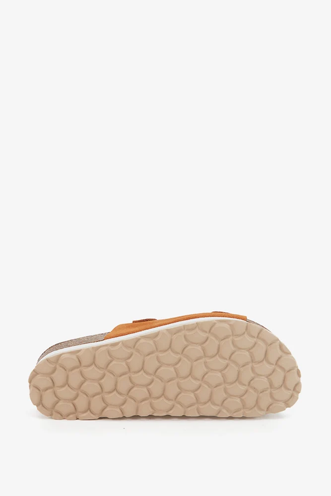 Sandalia con plataforma de serraje en cognac - Imagen 7