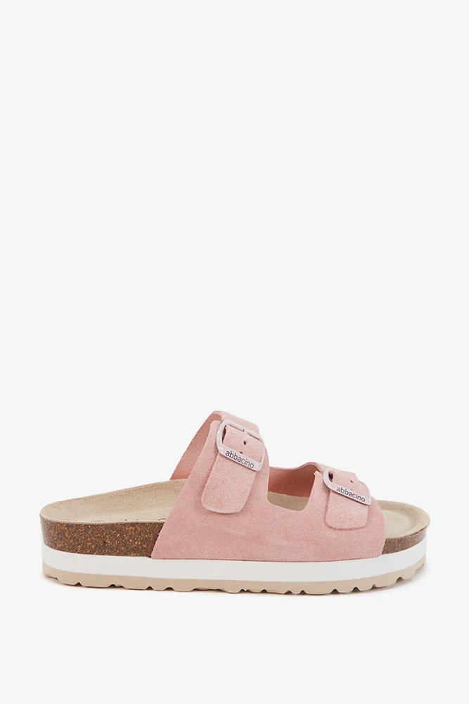 Sandalia con plataforma de serraje en rosa
