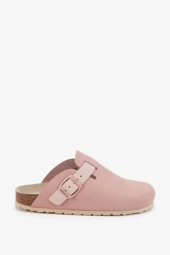 Zueco en serraje rosa
