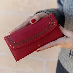 Cartera grande en piel roja