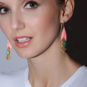 Pendientes bordados seda