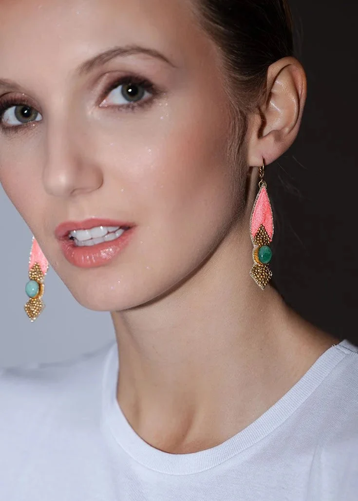 Pendientes bordados seda - Imagen 2