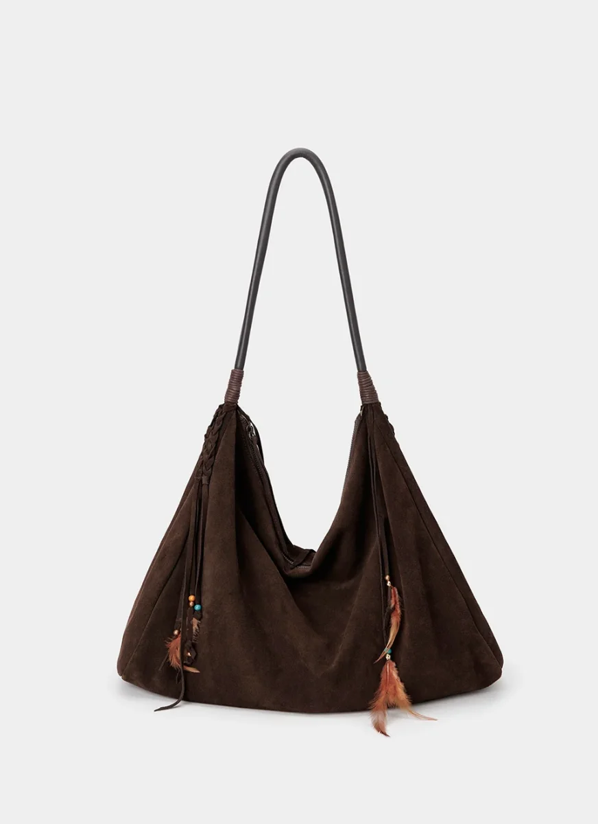 Bolso Ante Marrón Oscuro Maya - Imagen 2
