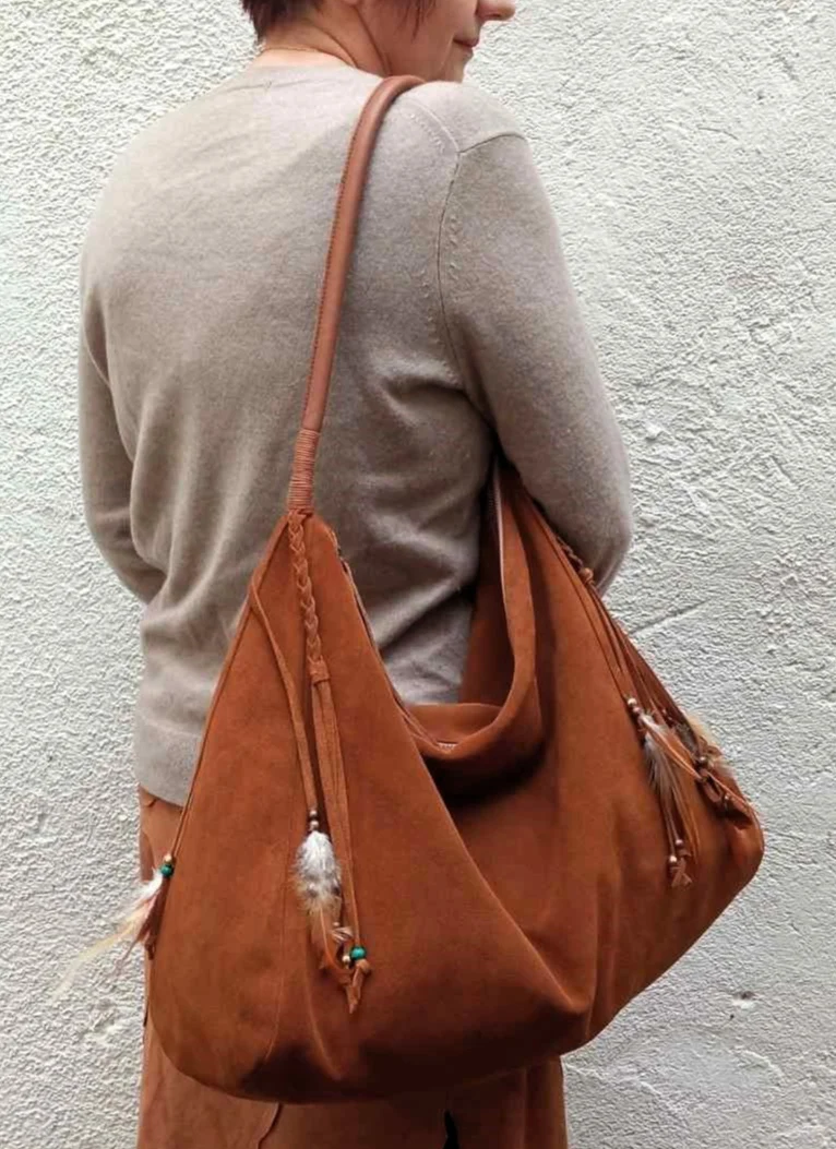 Bolso Ante Marrón Coñac Maya - Imagen 3