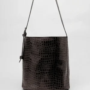 Bolso Cubo Piel Negro Bucket