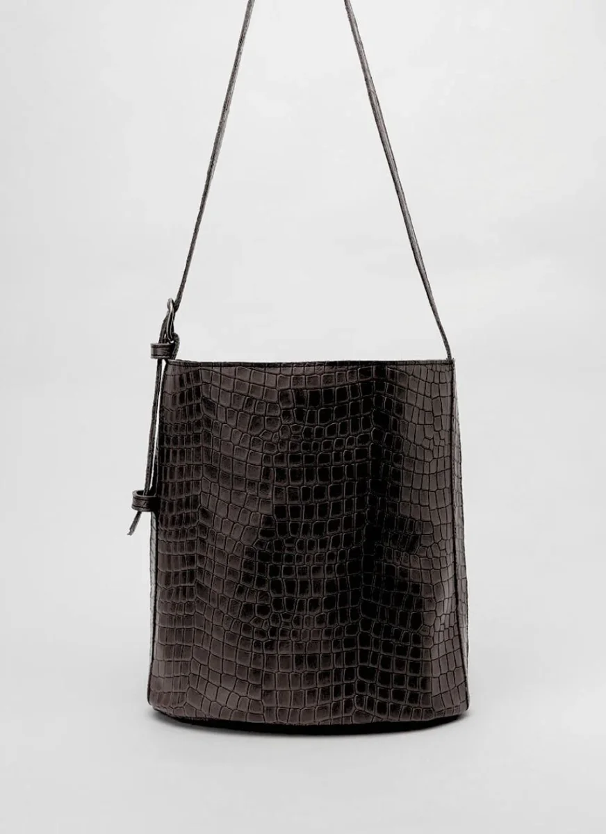 Bolso Cubo Piel Negro Bucket