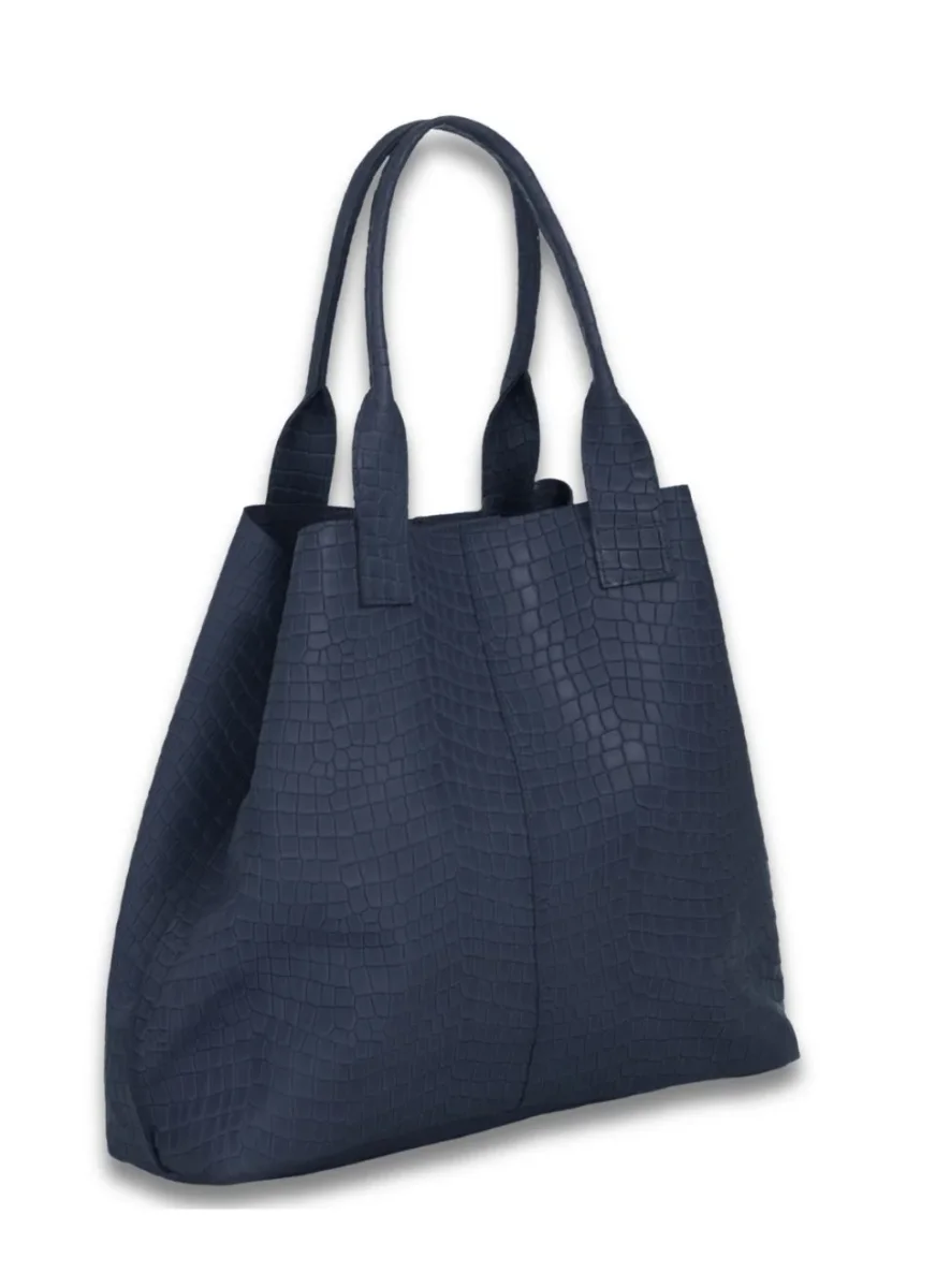 Bolso Grande Piel Azul Marino Maxi - Imagen 4