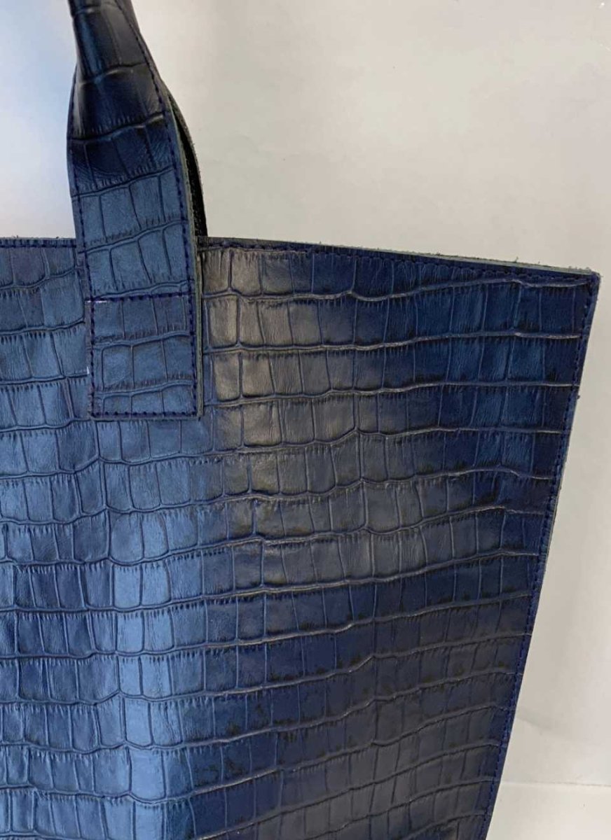 Bolso Grande Piel Azul Marino Maxi - Imagen 5