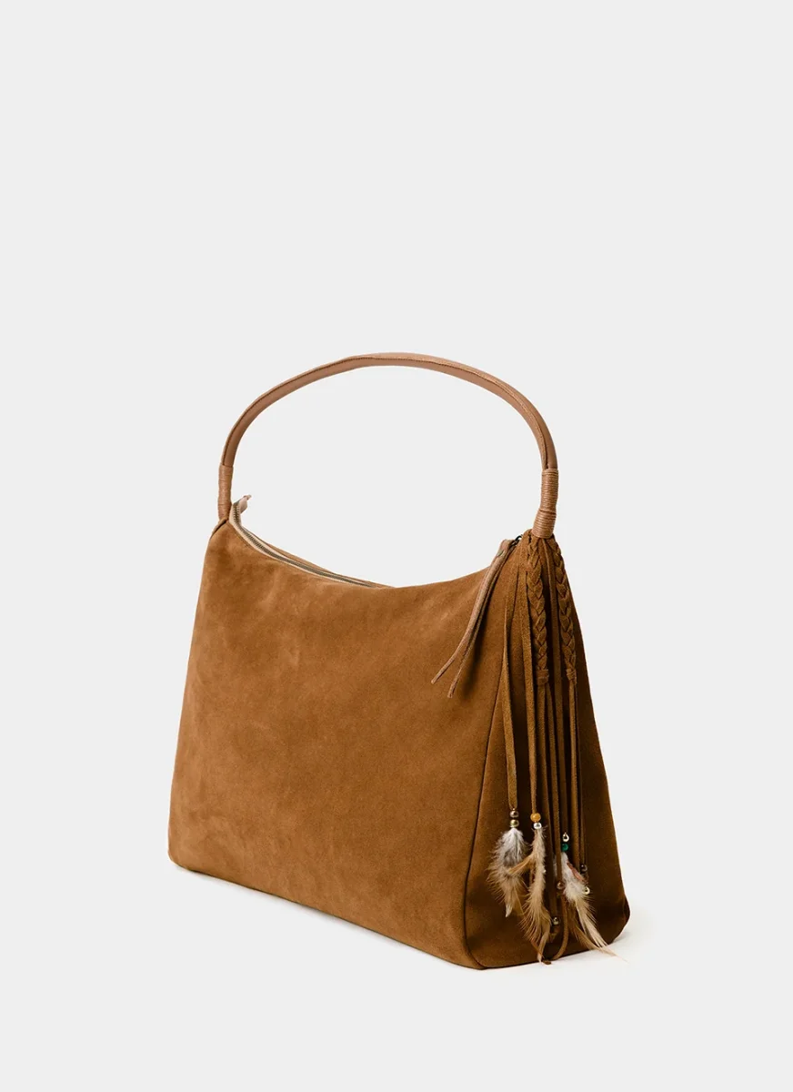 Bolso Ante Marrón Coñac Maya - Imagen 6