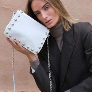 Bolso Piel Tachuelas Blanco Adele
