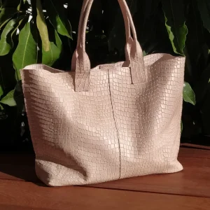 Bolso Piel Beige Maxi