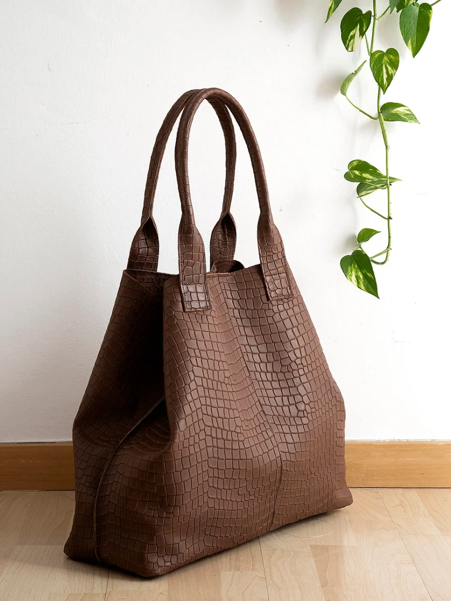 Bolso Grande Piel Azul Marino Maxi - Imagen 6