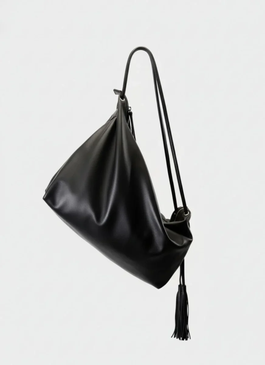 Bolso Grande Bandolera Piel Negro - Imagen 5