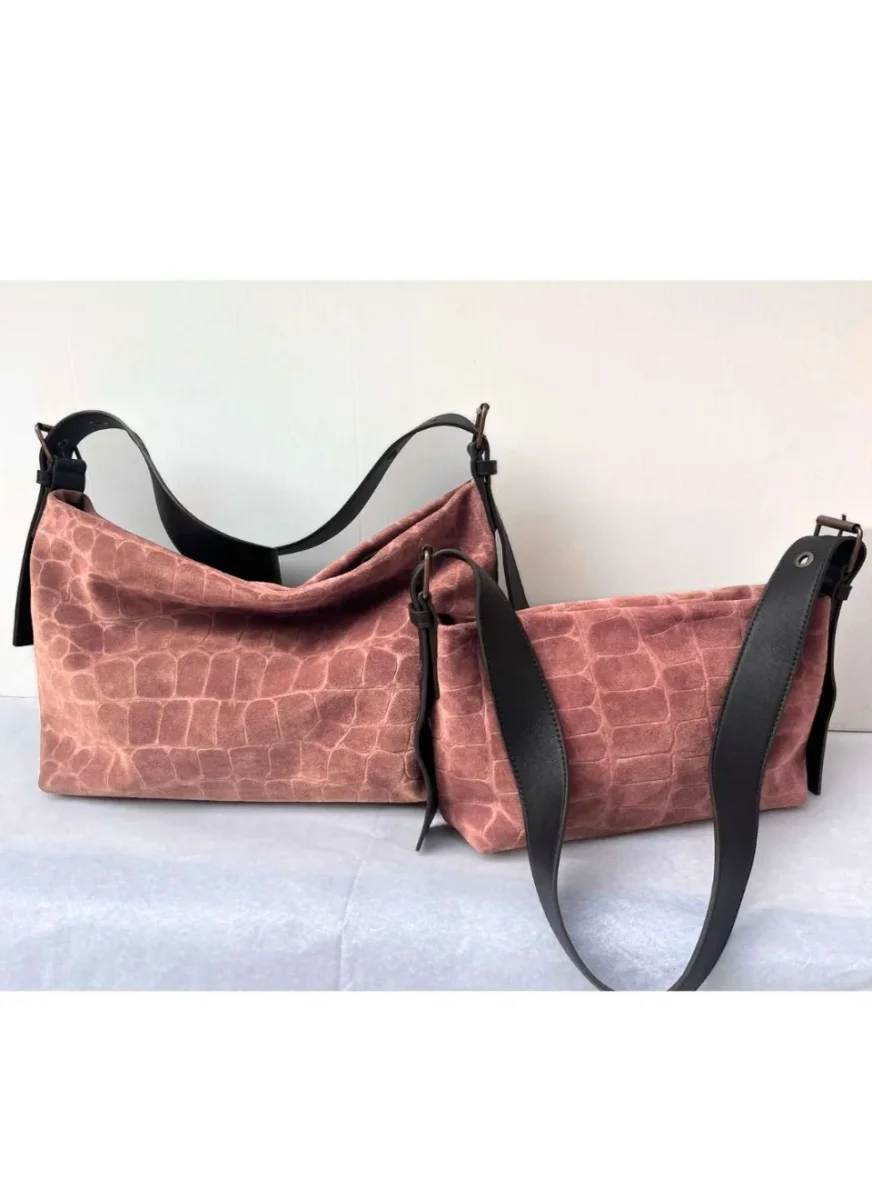 Bolso Serraje Bandolera Azul Coco - Imagen 8
