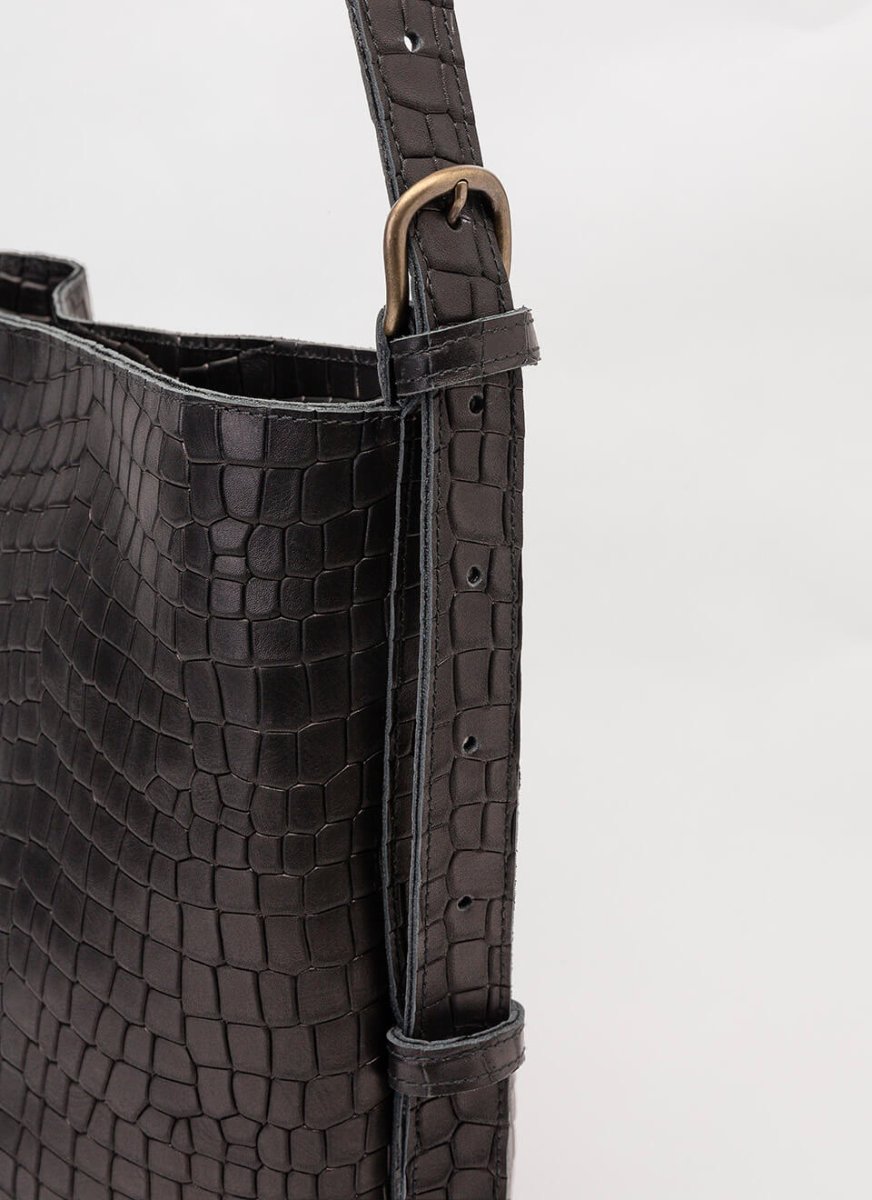 Bolso Cubo Piel Negro Bucket - Imagen 5