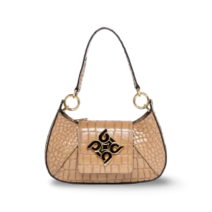 Bolso de hombro en piel caprino con logo elegante