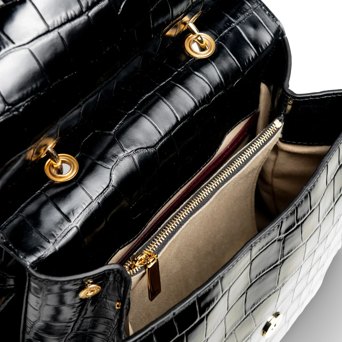 Bolso elegante de mano en piel vacuno con solapa - Imagen 5