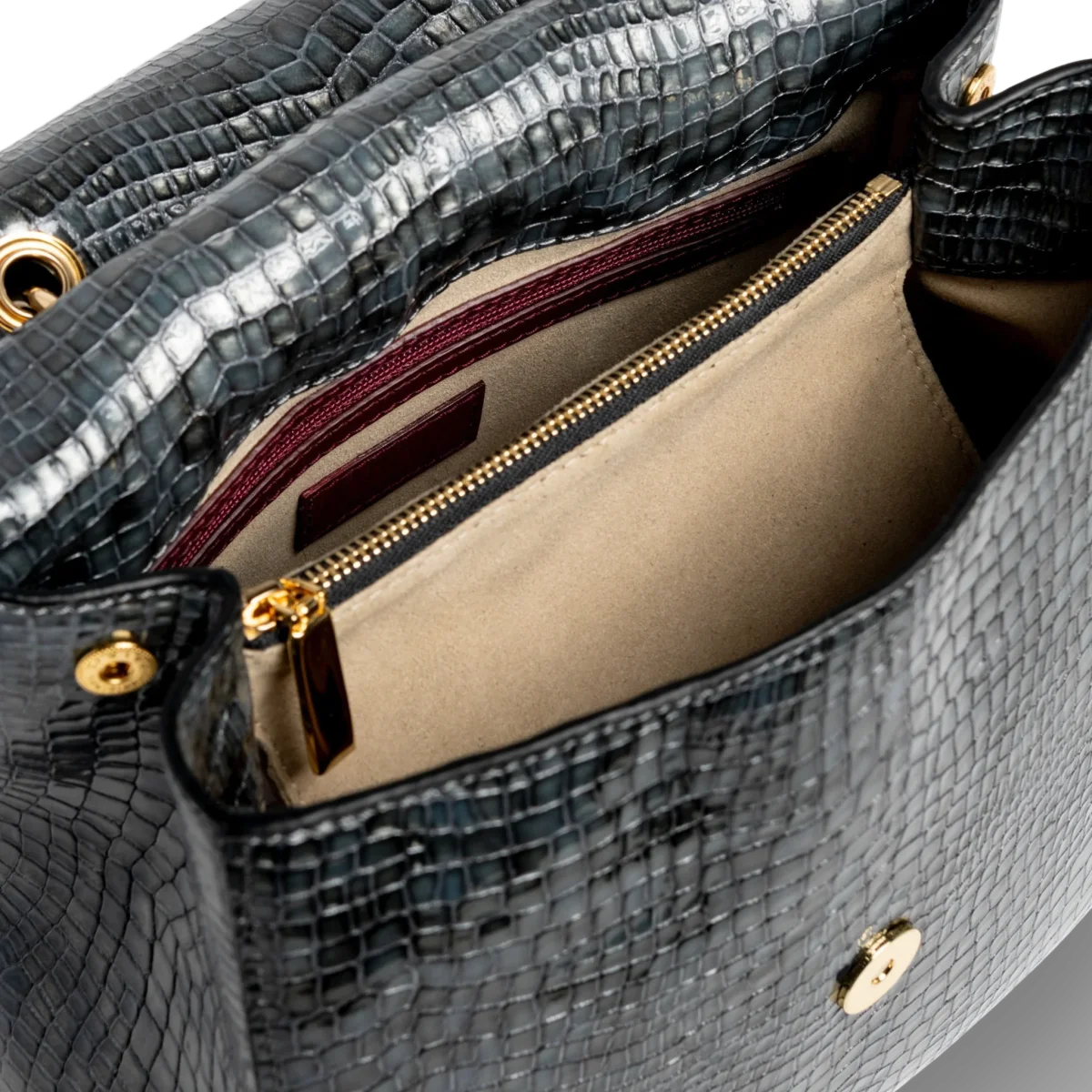 Bolso elegante de mano en piel vacuno con solapa - Imagen 9