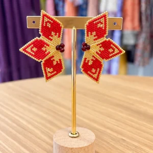 Pendientes flor roja