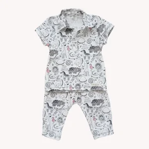Conjunto Infantil de Polo y Pantalón con Estampado de Safari