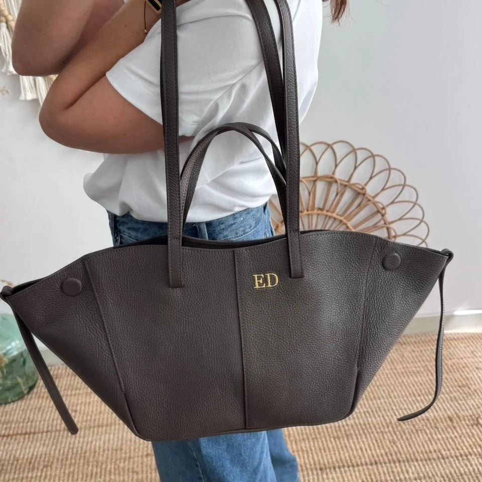 Bolso tote marrón piel - Imagen 3