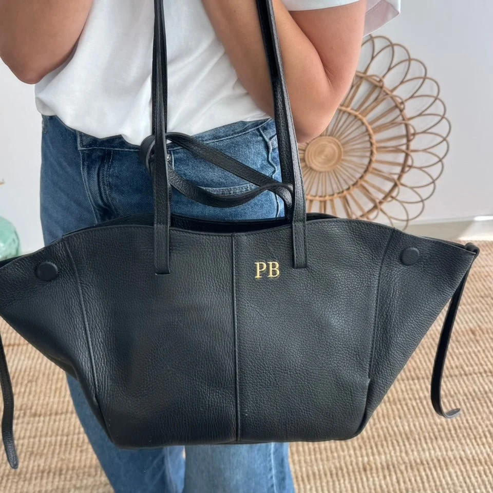 Bolso tote negro piel - Imagen 3