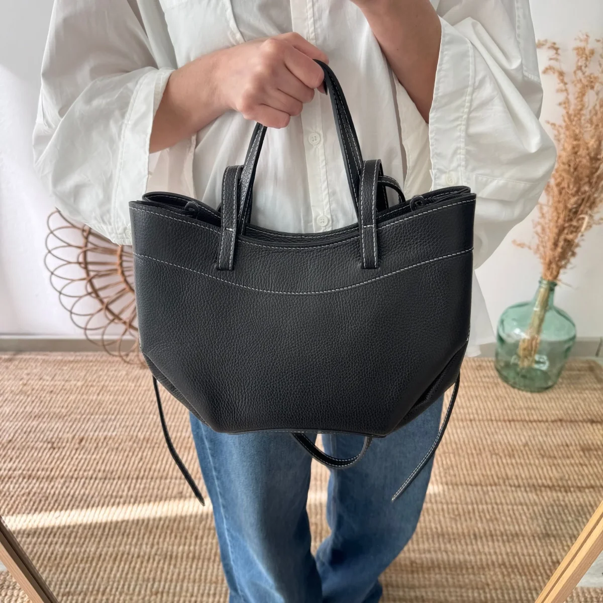 Tote estructurado piel negro - Imagen 4
