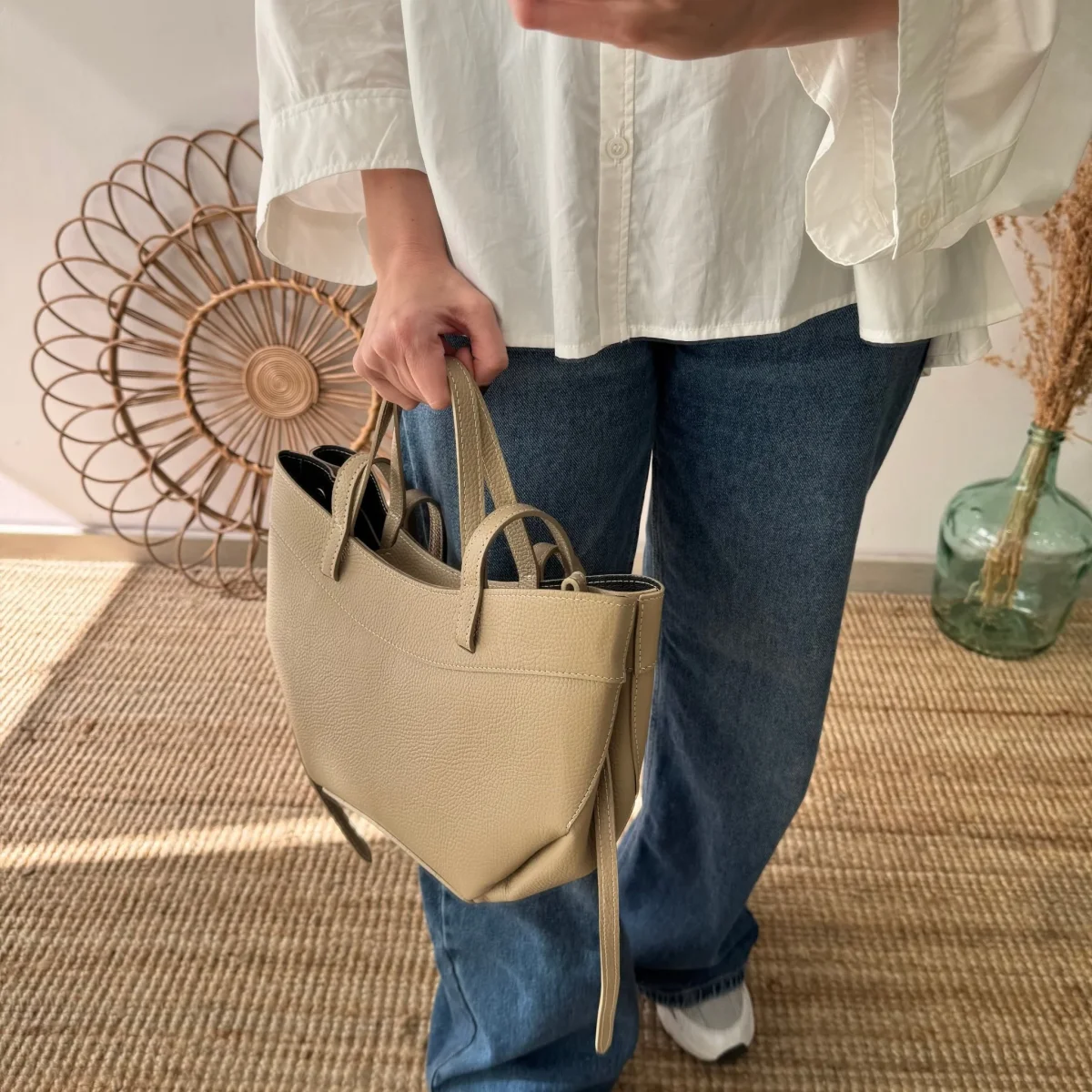 Tote estructurado piel taupe - Imagen 6
