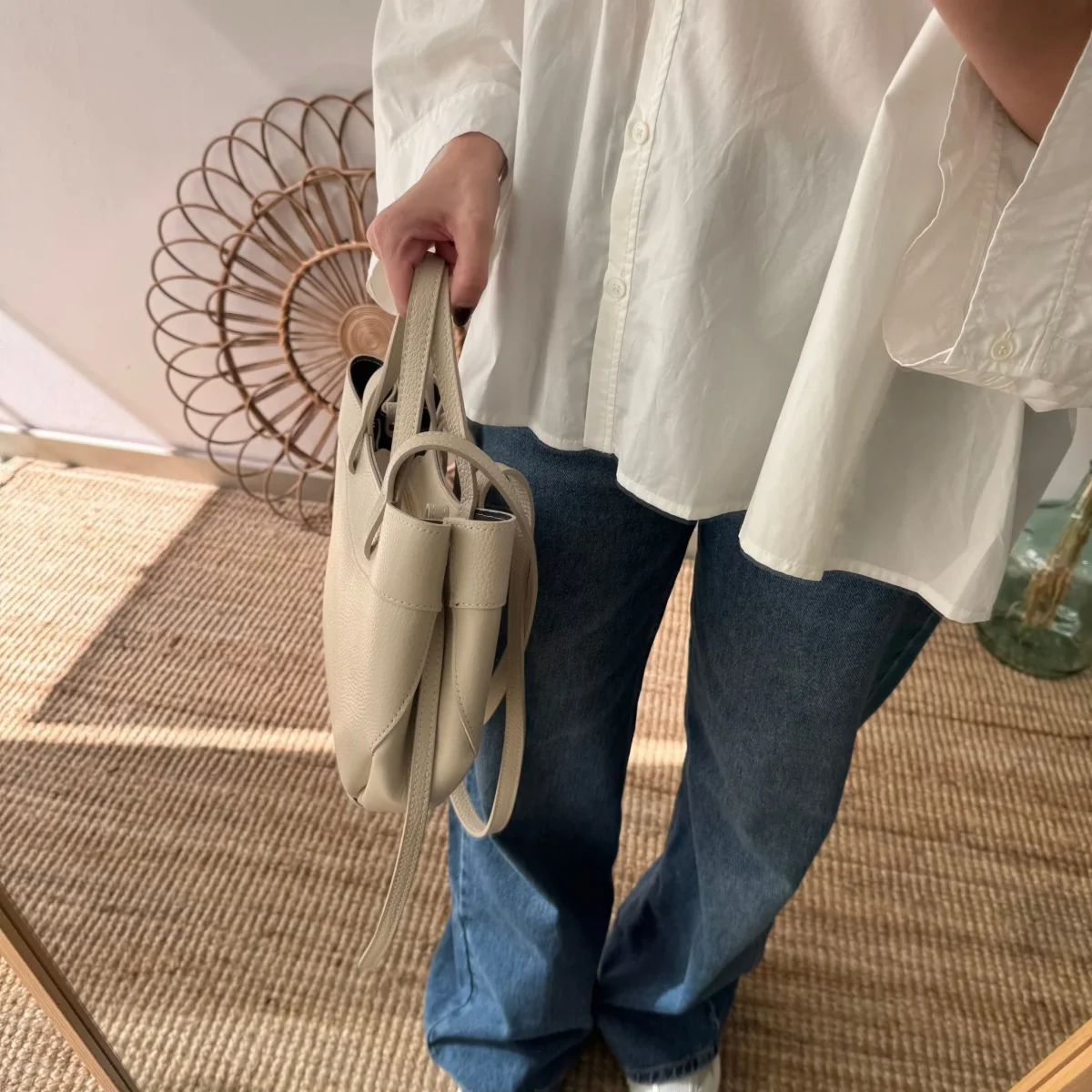 Tote estructurado piel beige - Imagen 6