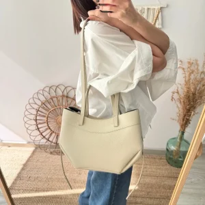 Tote estructurado piel beige