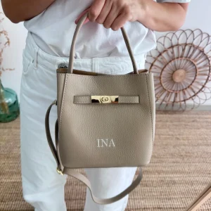 Mini tote trapecio taupe