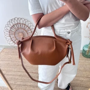 Bolso fruncido lateral camel