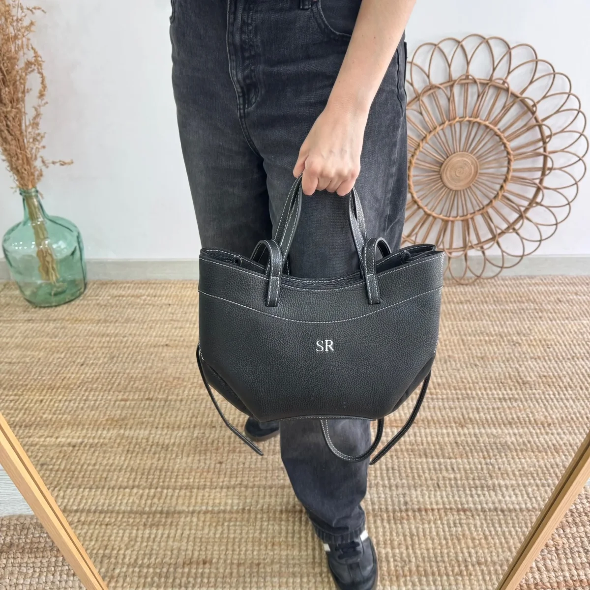 Tote estructurado piel negro - Imagen 5